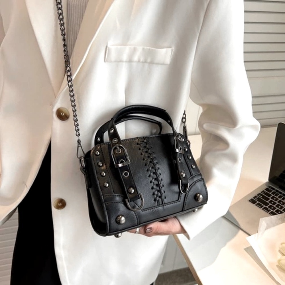 Black Rock Mini Bag with Silver Studs